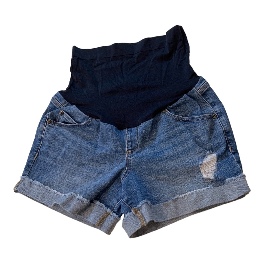 a:glow maternity shorts - denim distressed style